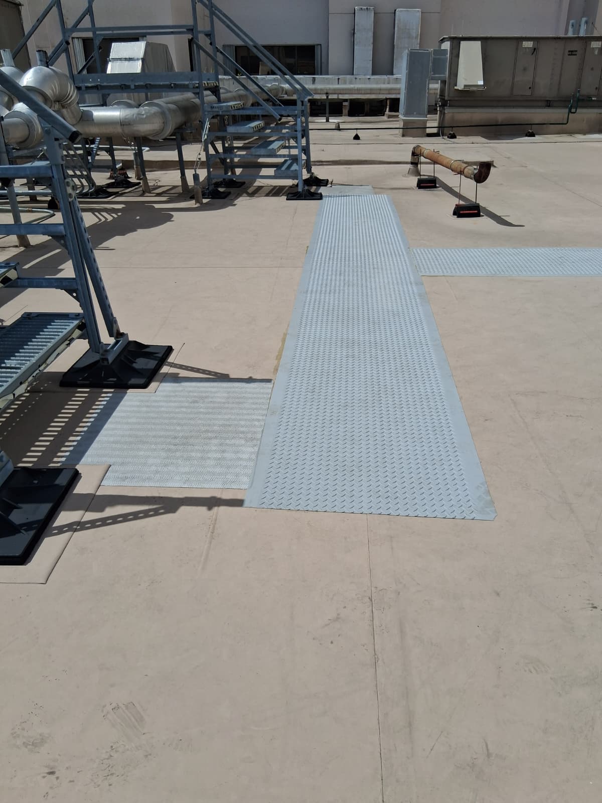 Authentic elevated structural catwalk walkway pads and stair restoration