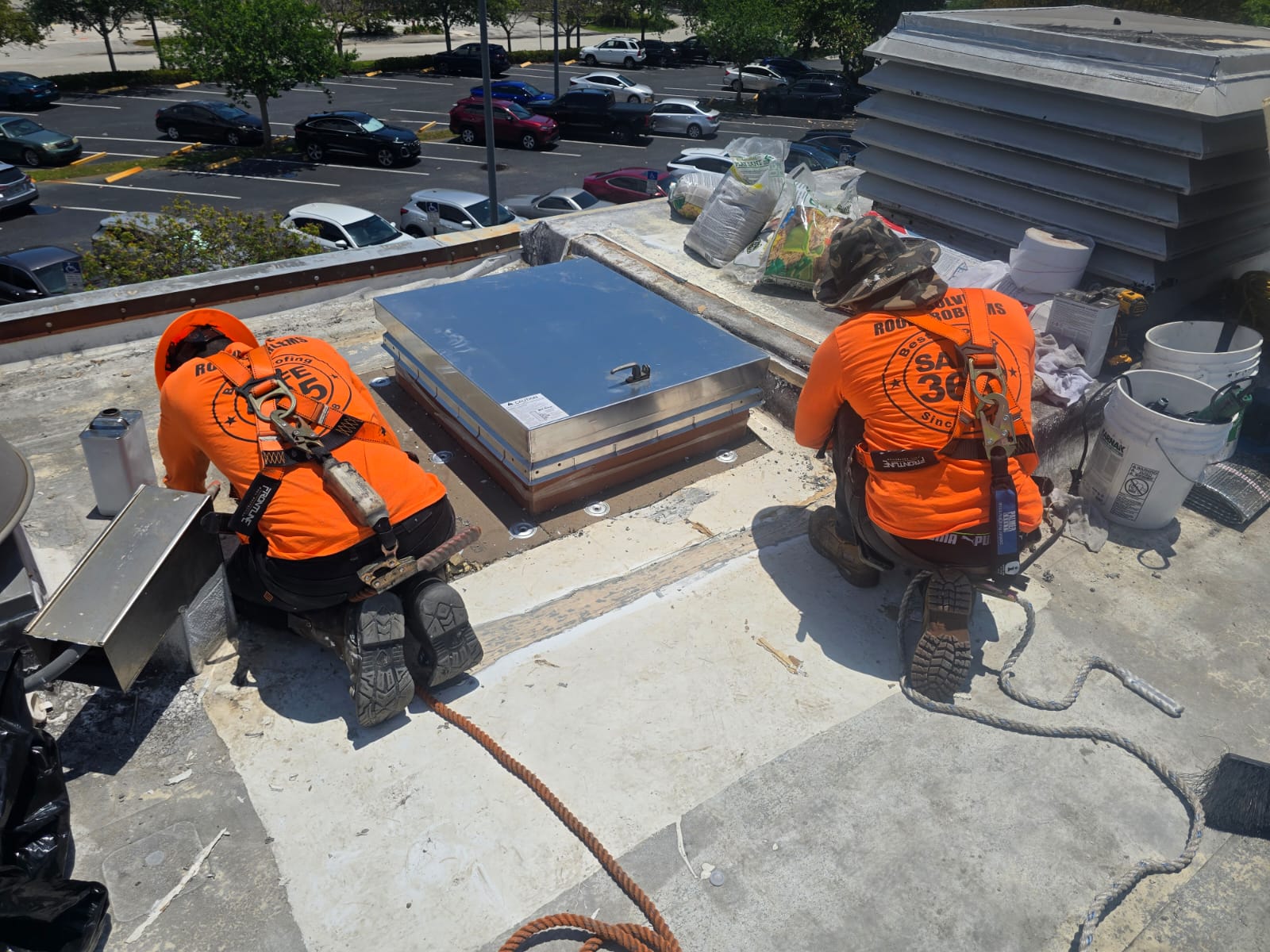Authentic client structural concrete curb rebuild and roof access hatch installation