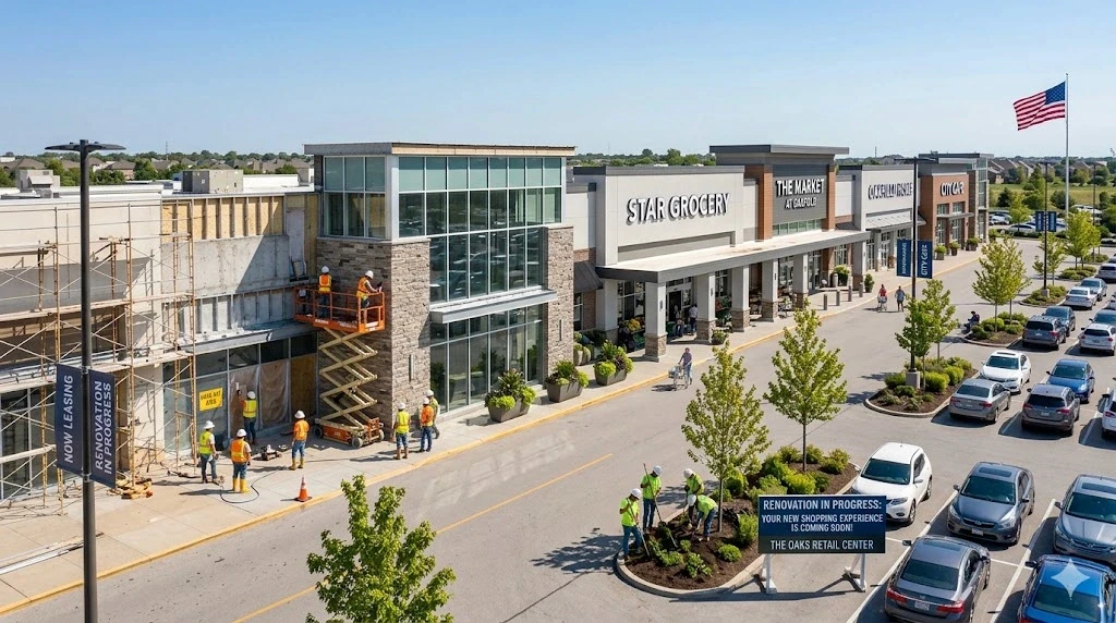 Retail shopping center and commercial strip plaza renovation