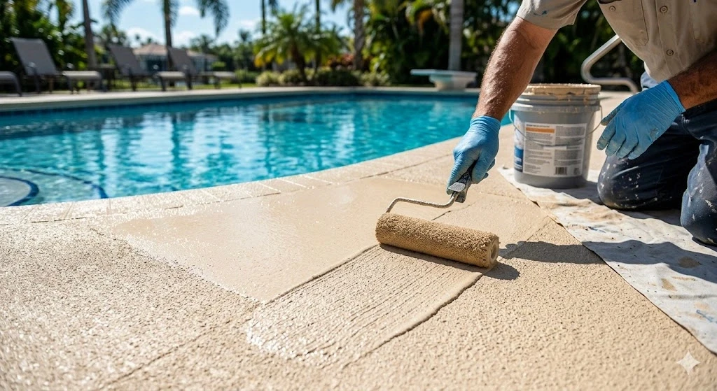 Pool coping and perimeter expansion joint waterproofing