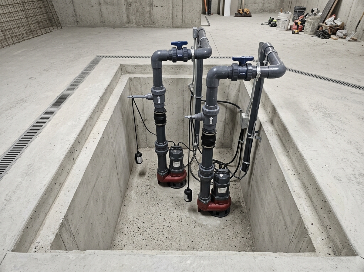 Commercial Sump Pump & French Drain Installations